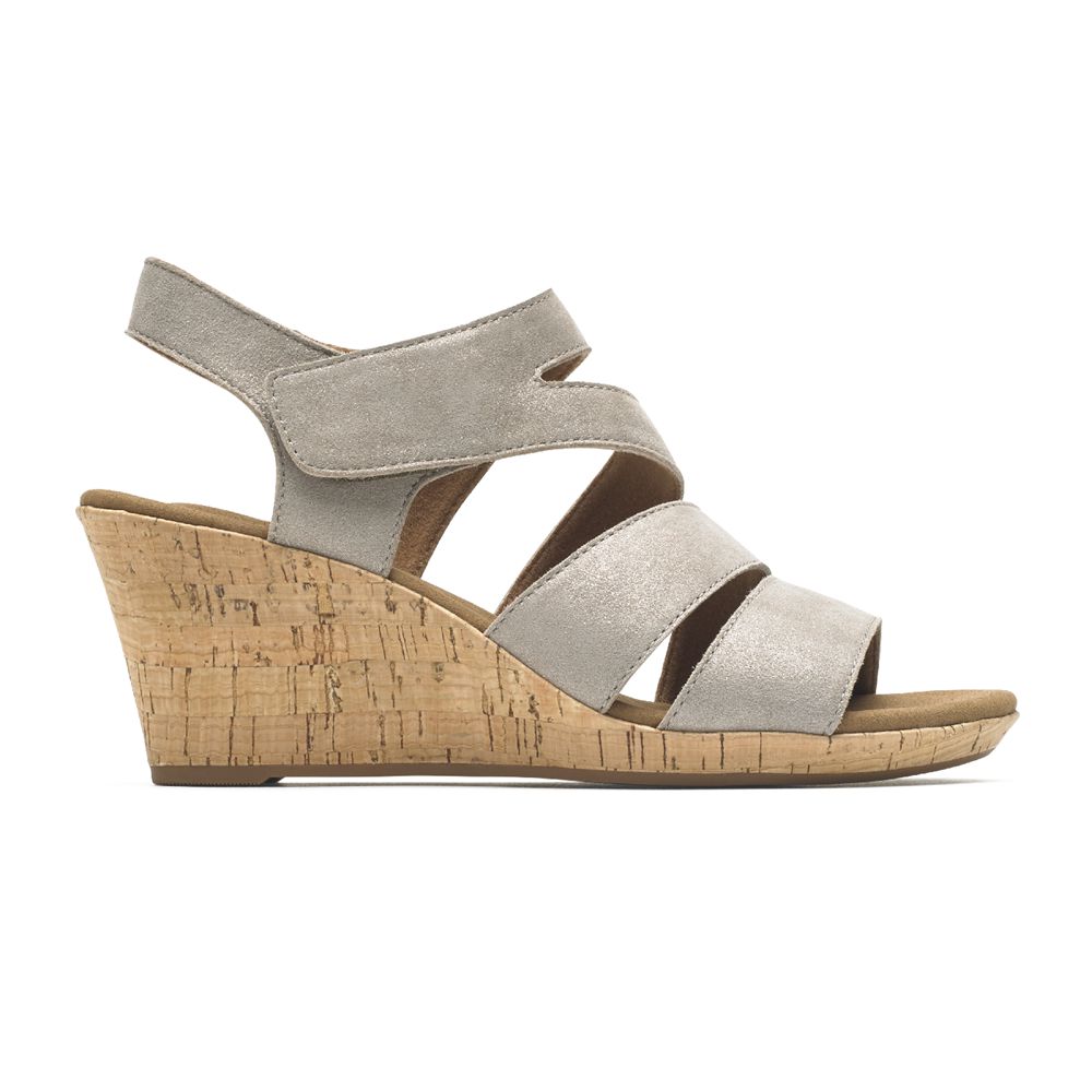 Rockport Briah Strappy Comfort - Womens Wedges Sandals - Khaki - NZ (QHO-706843)